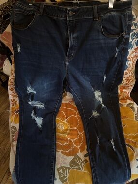 Wax Jean Women’s Skinny Jeans - Dark Blue Distressed